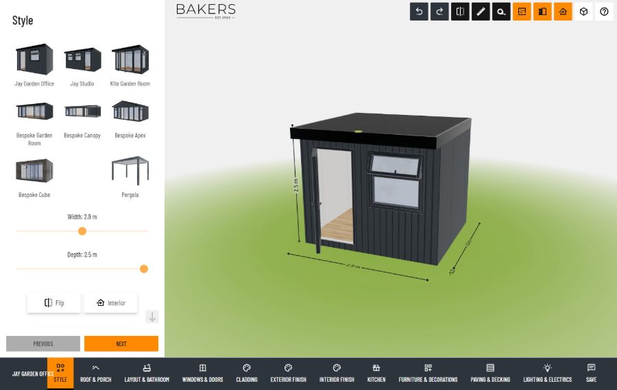 Bakers Garden Buildings 3D configurator