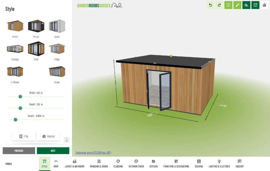 Garden Rooms Sussex 3D configurator