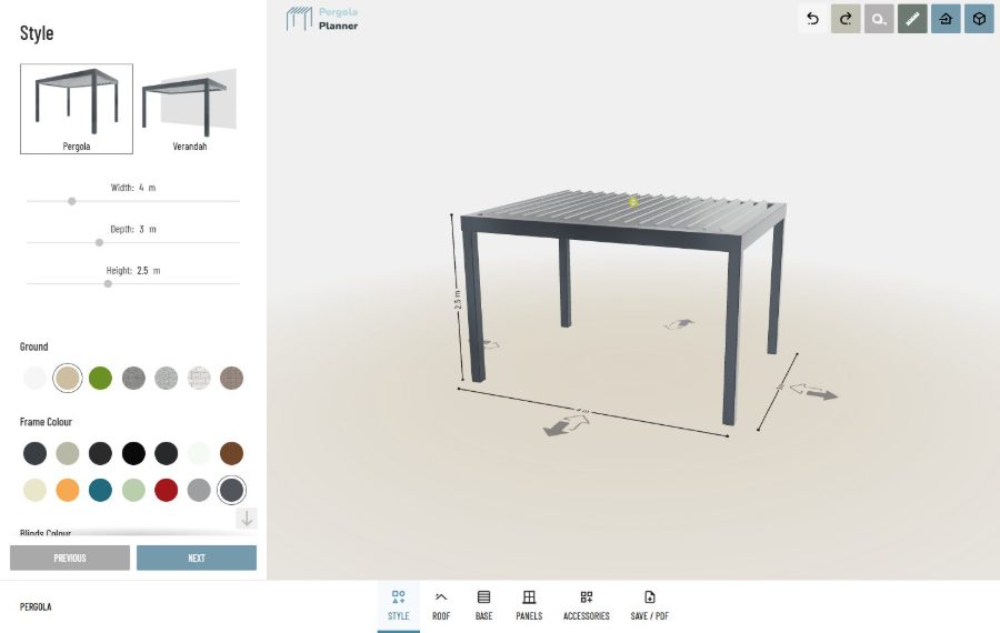 Pergola Planner 3D configurator