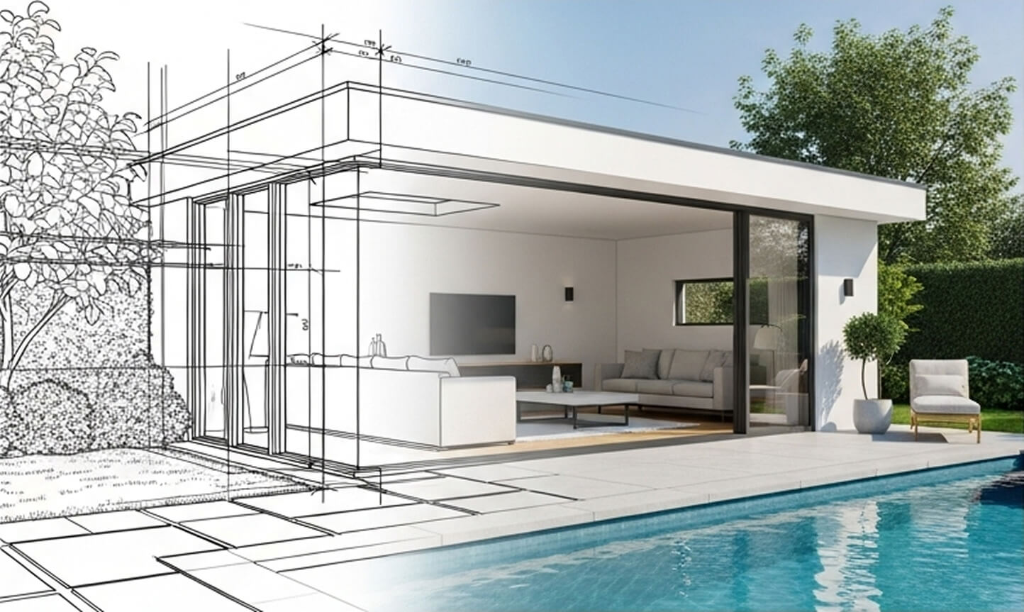 Modern garden room design background