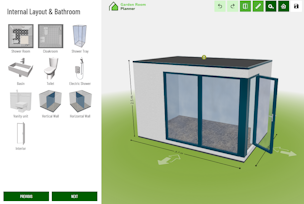 Interactive configurator for customizing garden rooms on your website